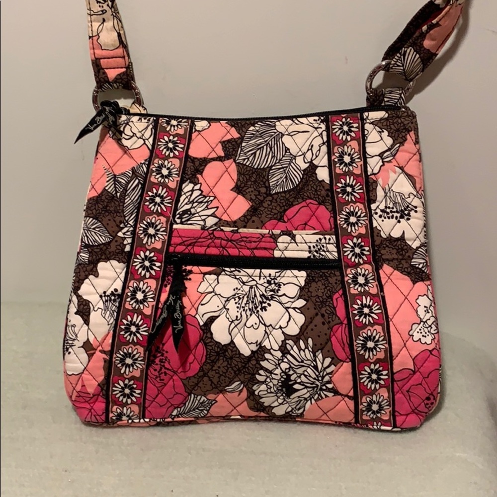 Vera Bradley pink/brown floral cross shoulder bag.